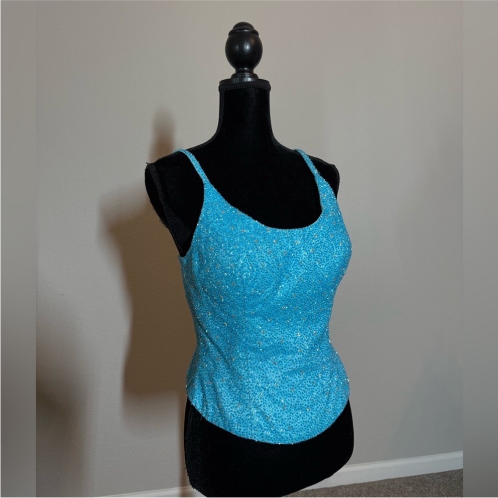 Alyce Designs beaded corset Blue top #0033